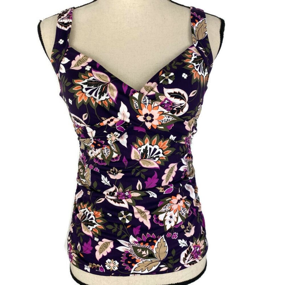 Lands End Wrap Tankini Swimsuit V Neck Underwire Top Blackberry Sz 4 - Picture 13 of 13